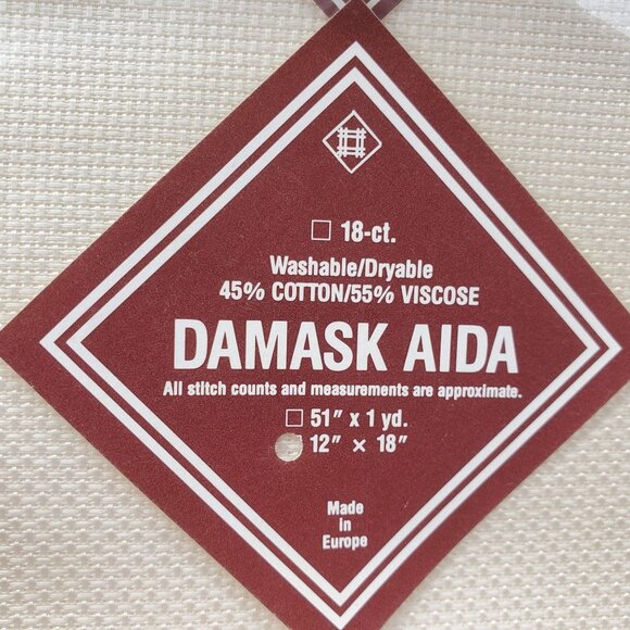 Zweigart Damask Aida Cross Stitch 18-Ct Fabric 12"x18" VTG 1970s Unopened NEW - Picture 3 of 4